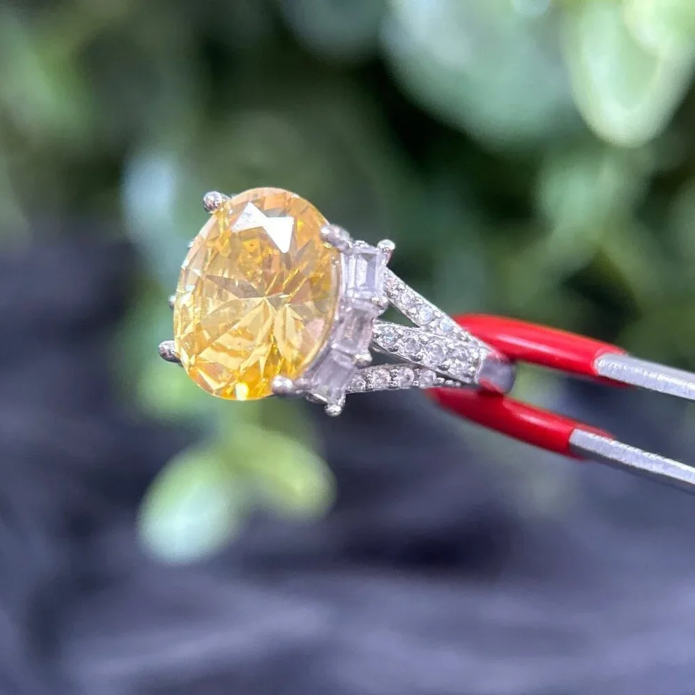 Lemon Quartz/Cz Silver 925 Ring‎